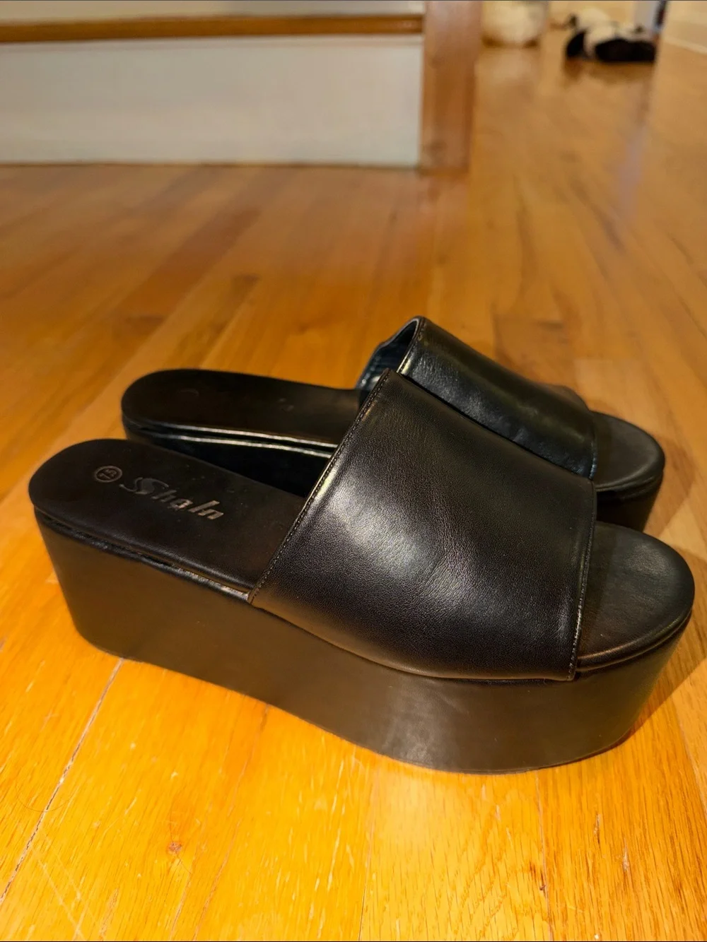 Black Platform Slide Sandals